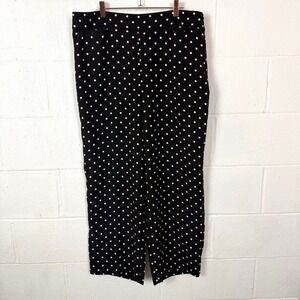 Talbots Trousers Black Polka Dot Wide Leg Size Zip Office Work Preppy Classic 16